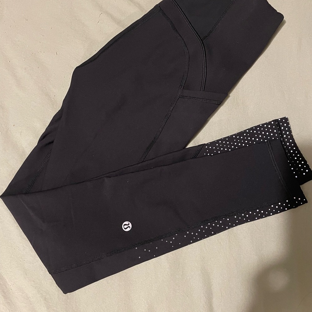 lululemon athletica Black Leggings with White Dots